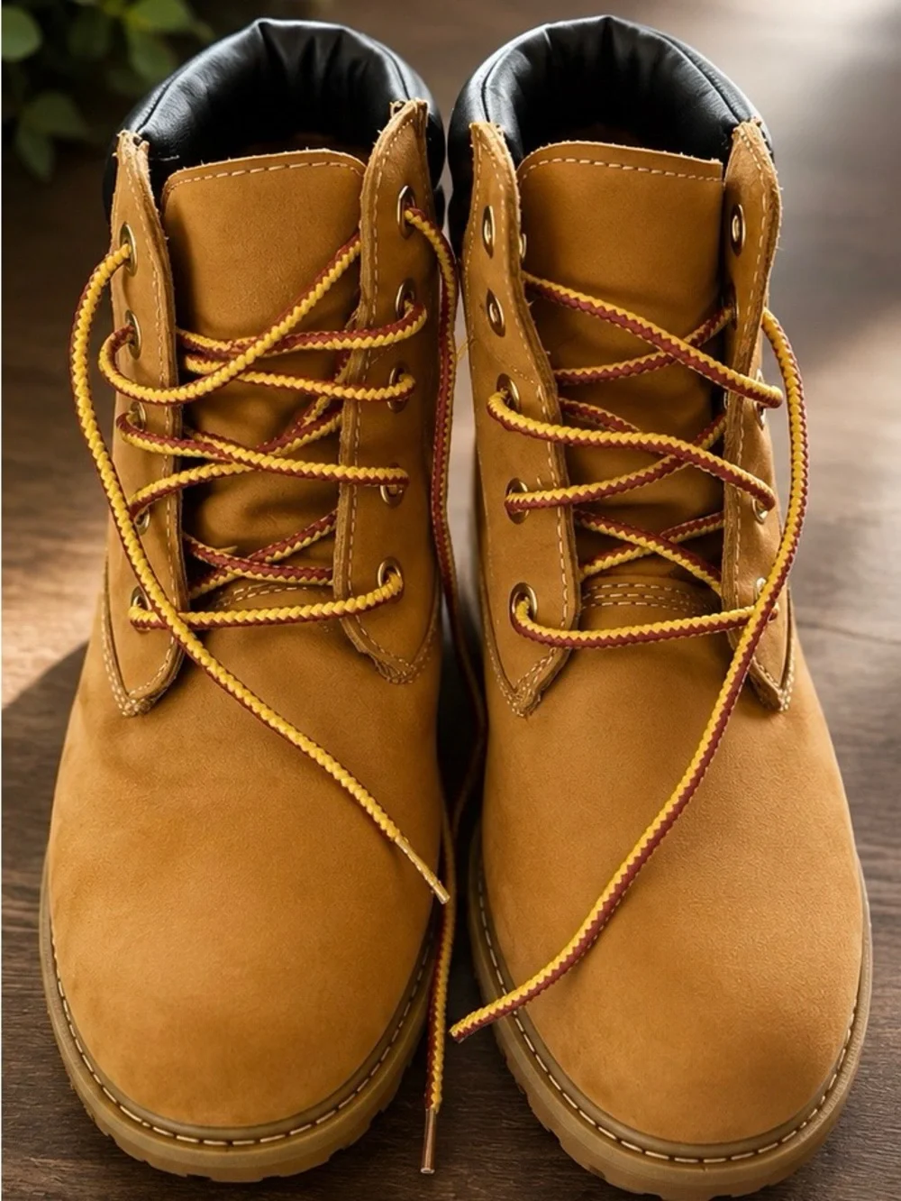 Boy’s Tan Work Boots with Contrast Laces